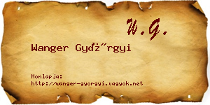 Wanger Györgyi névjegykártya